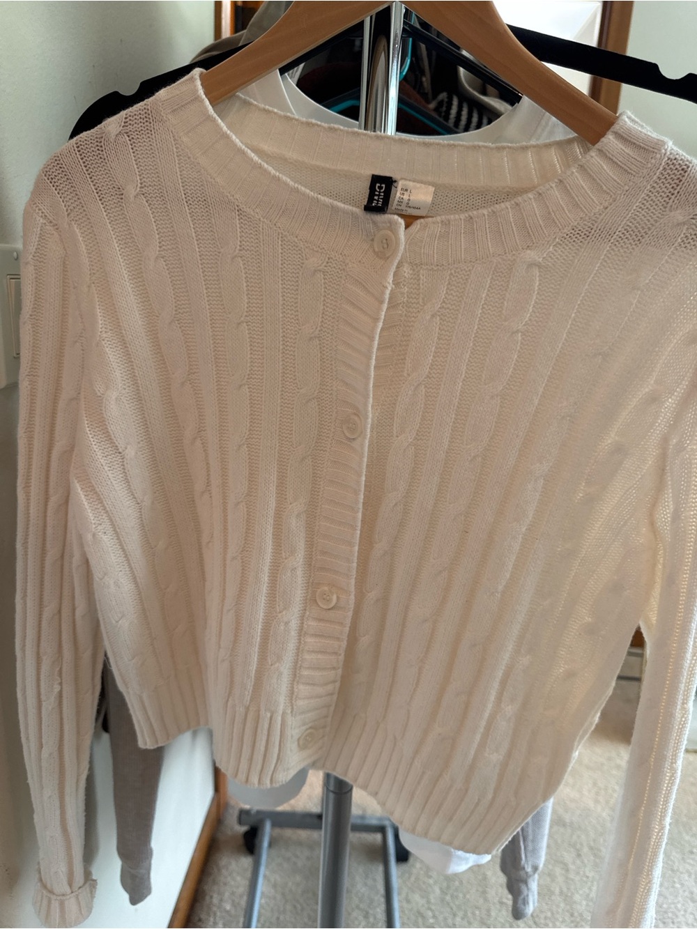 H&M Cream Cable-Knit Button-Front Cardigan